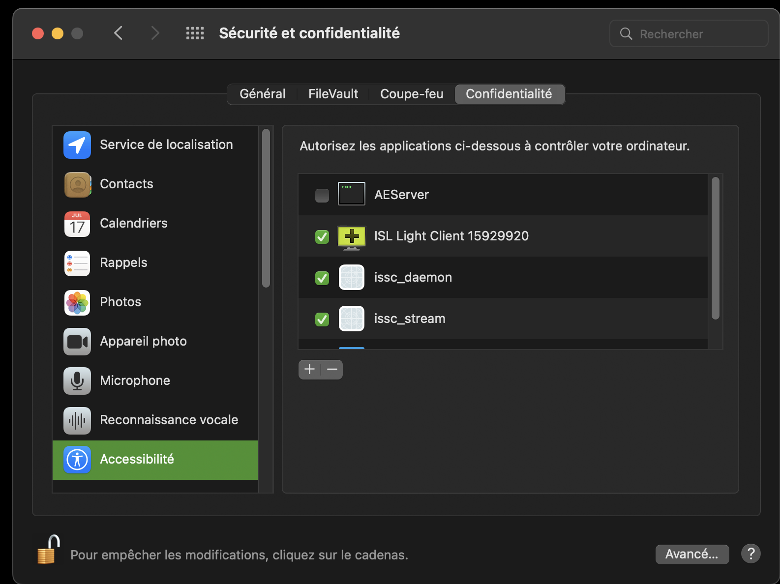Activer Accessibilité